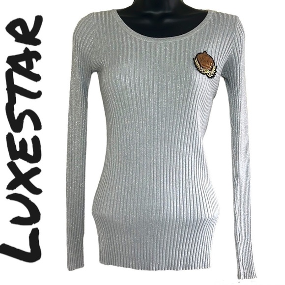 Luxestar Grey Womens Cable Knit Casual Pullover Sweater Size L/XL - Picture 1 of 13